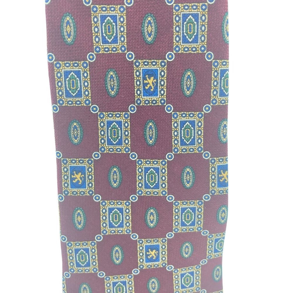 Vintage Tommy Hilfiger 100% Silk Italy‎ Print Men Geometric Tie Red